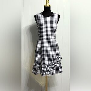 #13)  Draper James Navy and White Asymmetrical Dress